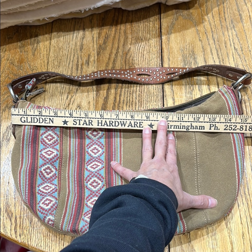 Fossil Tan and Brown Hobo Bag with Patterned Stripes - Picture 9 of 9